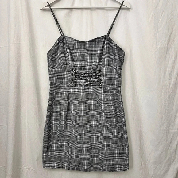 wild fable Dresses & Skirts - Faux Corset Houndstooth Dress Dark Academia Preppy Y2K Grunge 90’s